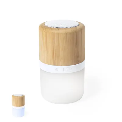 Altavoz Bluetooth de bambú Kevil luz multicolor 3 W personalizable