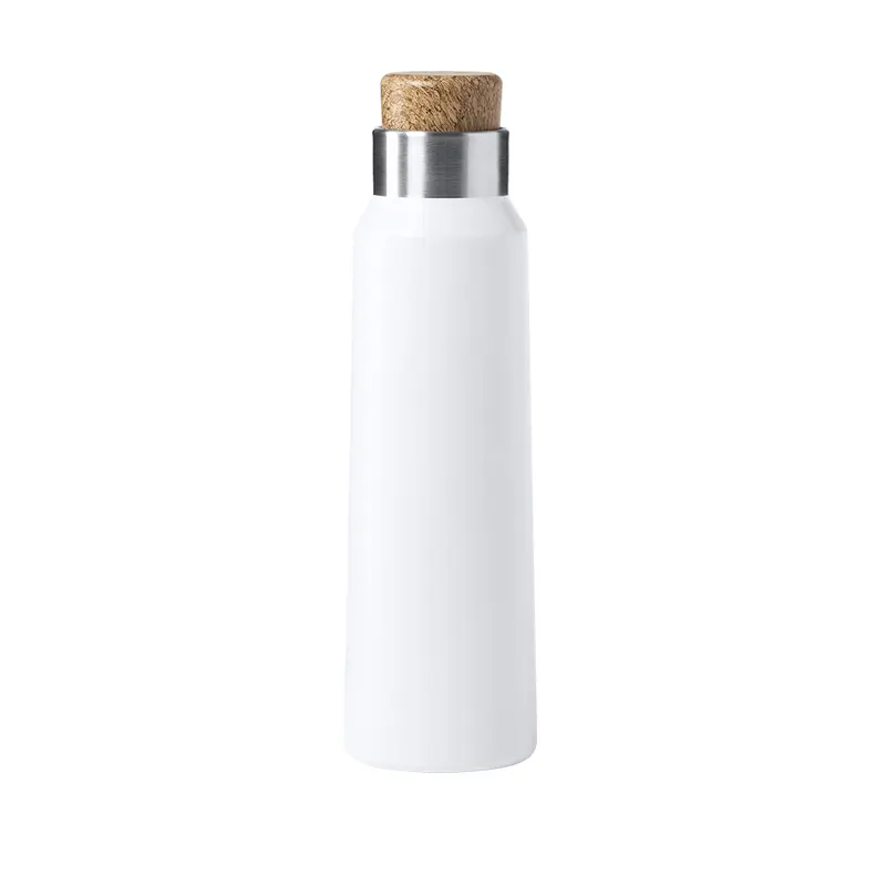 Bidón de acero Anukin inox 770 ml tapón efecto corcho en blanco de acero inox, vista frontal
