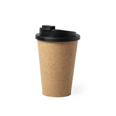 Vaso de corcho Plibun 350 ml con tapa dosificadora personalizable