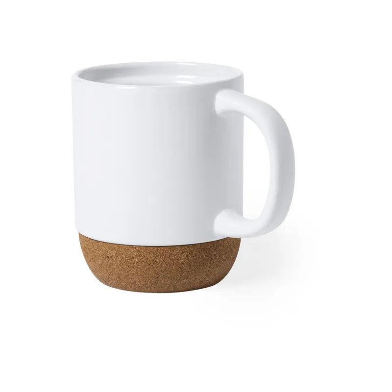 Taza de cerámica Bokun 420 ml base de corcho en blanco de cerámica/ corcho, vista frontal