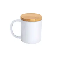 Taza de cerámica Yotel 370 ml tapa de bambú de cerámica/ bambú, vista lateral