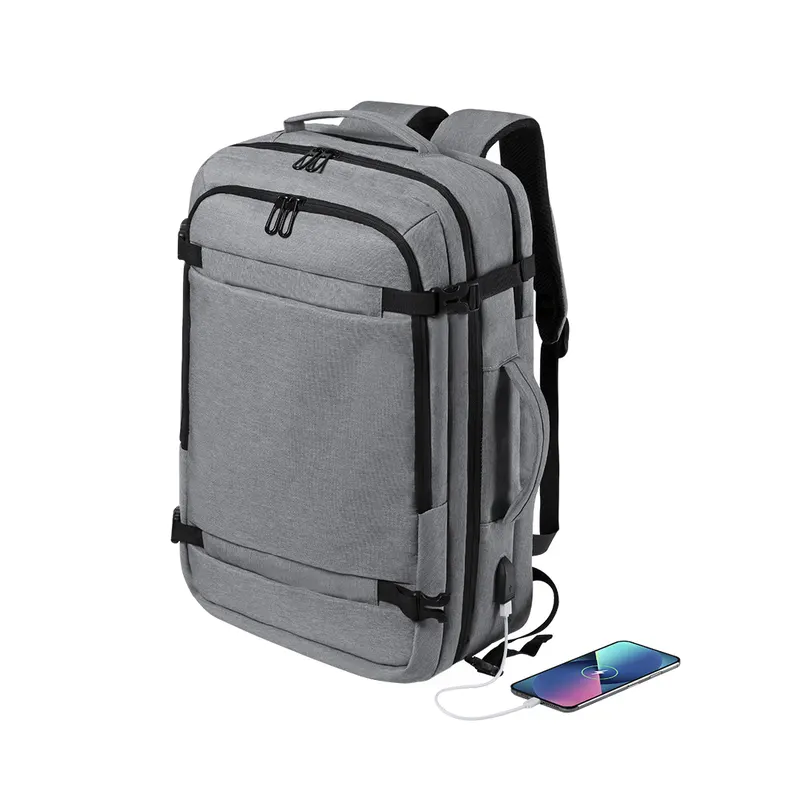 Mochila portadocumentos portátil Sulkan 17 pulgadas en gris de poliéster 600D, vista frontal