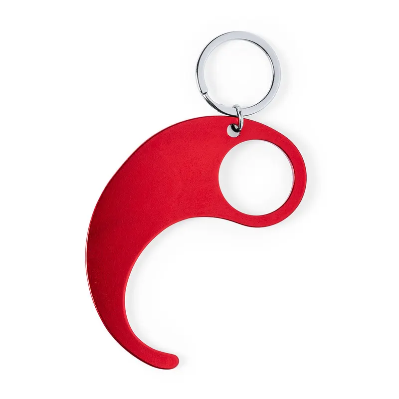 Llavero anticontacto de aluminio Kozko en rojo de aluminio, vista frontal