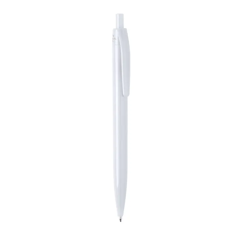 Bolígrafo antibacteriano pulsador Licter en blanco, vista frontal