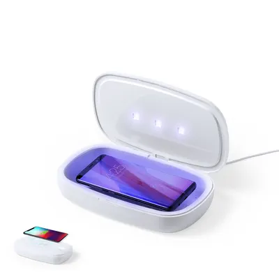Caja esterilizadora UV Halby con cargador inalámbrico personalizable