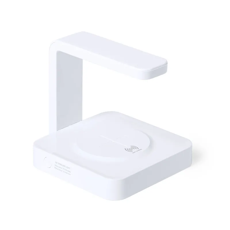 Lámpara esterilizadora UV-C Blay con cargador en blanco, vista frontal