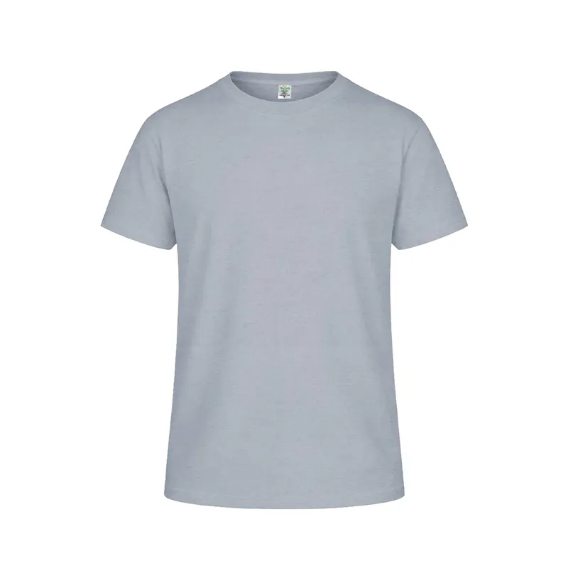 Camiseta de algodón orgánico 150 g en gris de 100% algodón orgánico ring spun, single, vista frontal