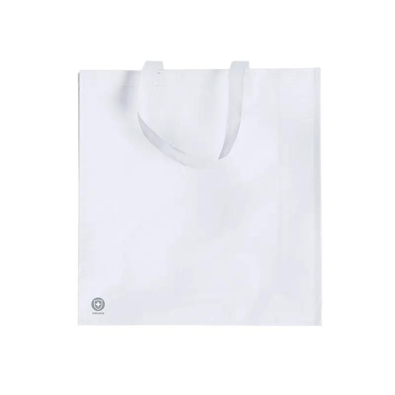 Bolsa antibacteriana de pp woven mate Kiarax con fuelle en blanco de non-Woven laminado, vista frontal