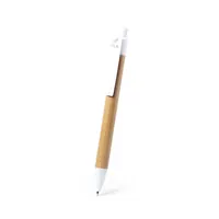 Bolígrafo de bambú Heloix brillo y PLA pulsador de bambú/ PLA 100% compostable, vista lateral