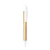 Bolígrafo de bambú Heloix brillo y PLA pulsador de bambú/ PLA 100% compostable, vista frontal