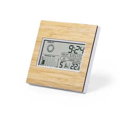 Estación meteorológica de bambú con alarma personalizable