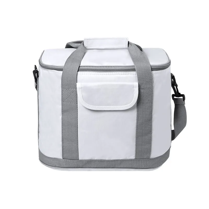 Nevera todoterreno de poliéster Sindy 420D con bandolera en blanco de poliéster 420D/ PEVA, vista frontal