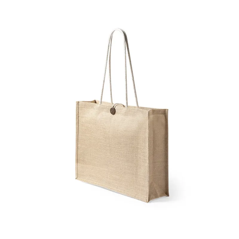 Bolsa de yute Triex laminado 320 g con cierre de botón en bolsa triex de yute laminado/ algodón, vista frontal