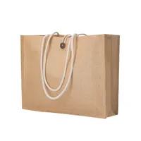 Bolsa de yute Triex laminado 320 g con cierre de botón de yute laminado/ algodón, vista lateral