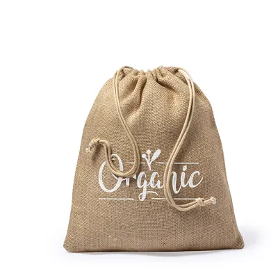 Bolsa de yute Vagan 260 g con cierre de cordón personalizable