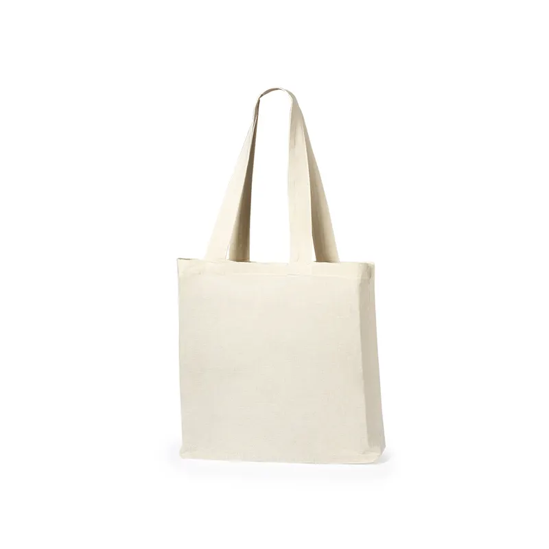 Bolsa de algodón Helfy 140 g con fuelle y asas 70 cm en bolsa helfy de algodón 140 g/ m2, vista frontal