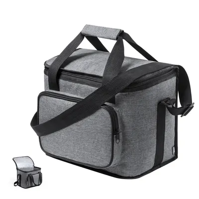 Nevera de RPET Botum 600D melange 13 l con bandolera personalizable