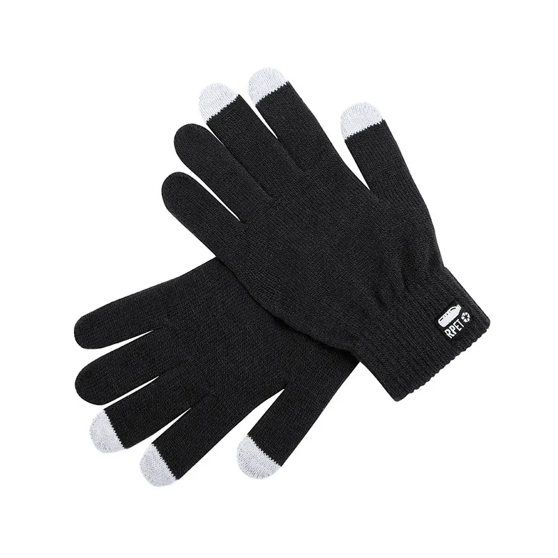 Guantes táctiles de RPET Despil 3 dedos en negro de poliéster RPET, vista frontal