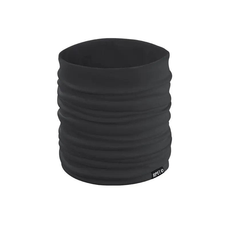 Braga de cuello multiposición RPET Suanix 130 g en negro de poliéster RPET 130 g/ m2, vista frontal