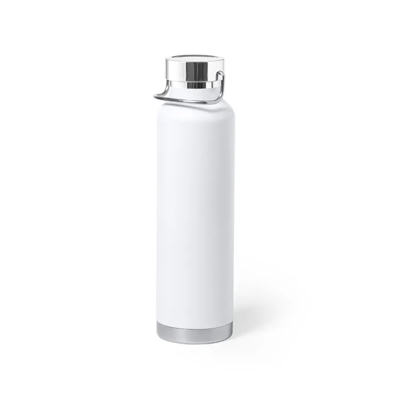 Botella térmica de acero Staver inox 650 ml doble pared en blanco de acero inox, vista frontal