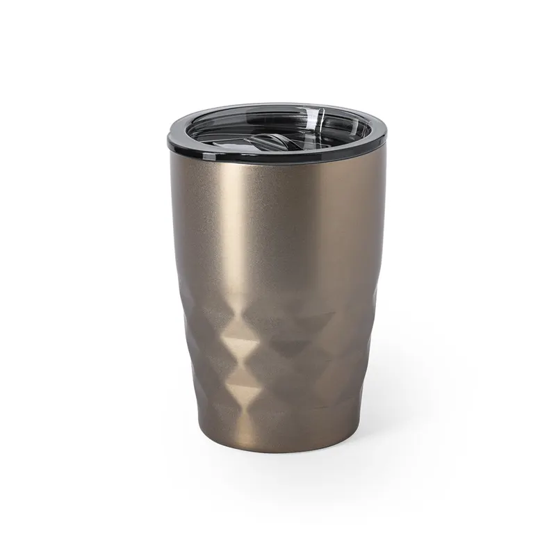 Vaso térmico de acero Blur 350 ml aislamiento al vacío en dorado de acero inox, vista frontal