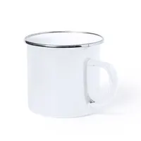 Taza de acero Kirpal vintage 380 ml con detalle cromado de acero inox, vista frontal