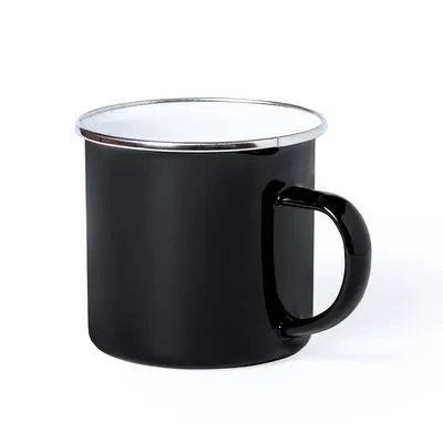 Taza de acero Kirpal vintage 380 ml con detalle cromado personalizable