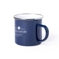 Taza de acero Kirpal vintage 380 ml con detalle cromado de acero inox, vista lateral