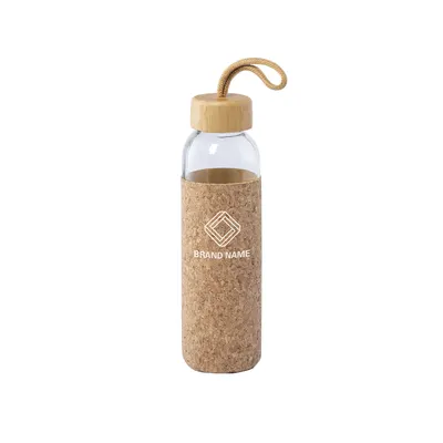 Bidón de cristal Trupak 500 ml con funda de corcho personalizable
