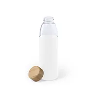 Bidón de cristal Teltox 540 ml con funda de silicona de cristal/ bambú, vista lateral