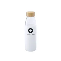 Bidón de cristal Teltox 540 ml con funda de silicona de cristal/ bambú, vista frontal