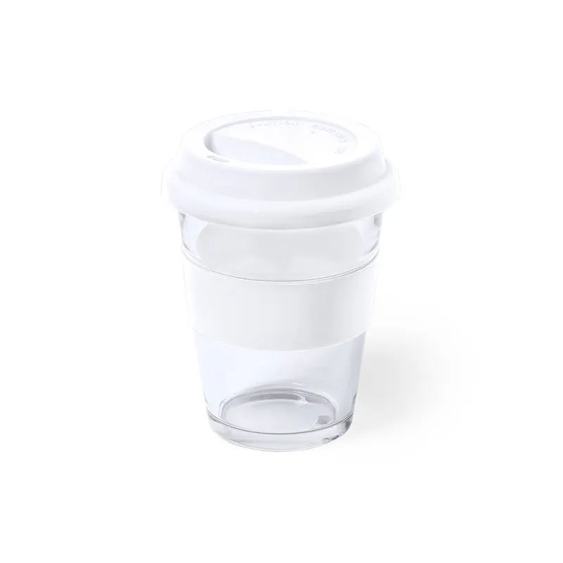 Botella de cristal Durnox 600 ml con funda soft shell en blanco de cristal/ silicona, vista frontal