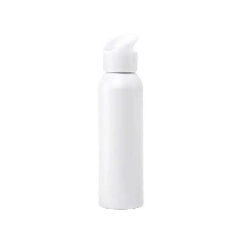 Bidón de aluminio mate Runtex 600 ml apertura fácil en blanco de aluminio, vista frontal