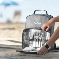 Mochila nevera de picnic Kazor para 2 con cubiertos de poliéster 600D RPET/ PEVA, detalle 4