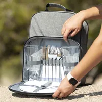 Mochila nevera de picnic Kazor para 2 con cubiertos de poliéster 600D RPET/ PEVA, detalle 5