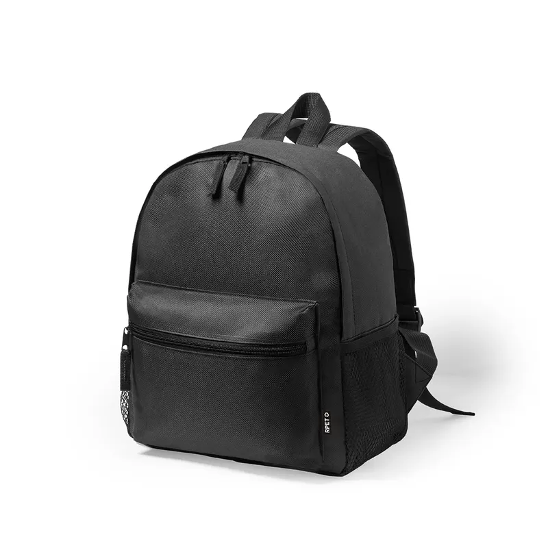 Mochila de RPET Maggie 600D infantil en negro de poliéster 600D RPET, vista frontal