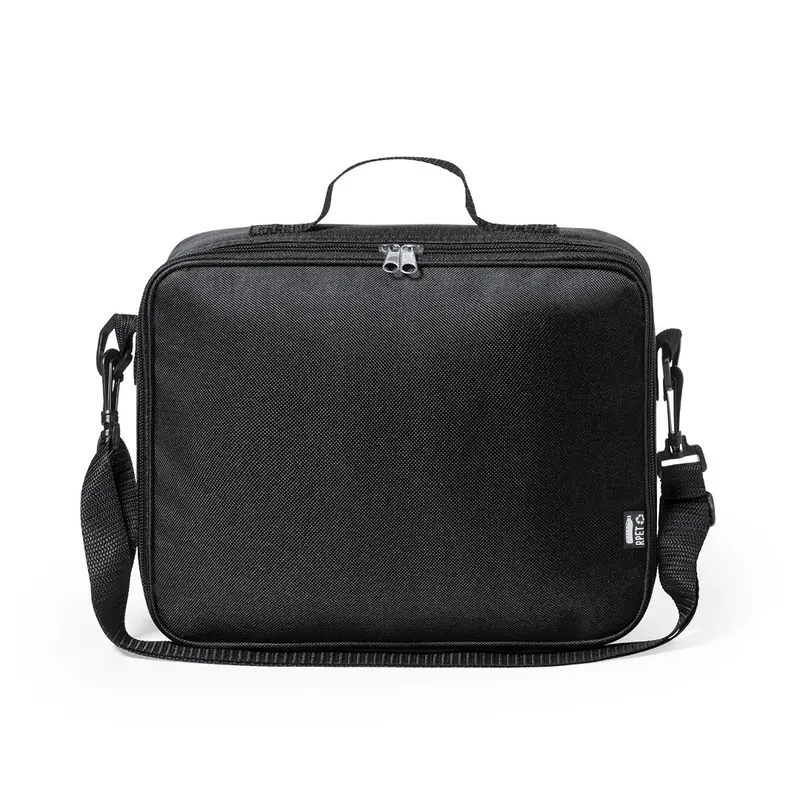 Nevera de RPET Aitanax 600D 4 l con bandolera infantil en negro de poliéster 600D RPET/ aluminio, vista frontal