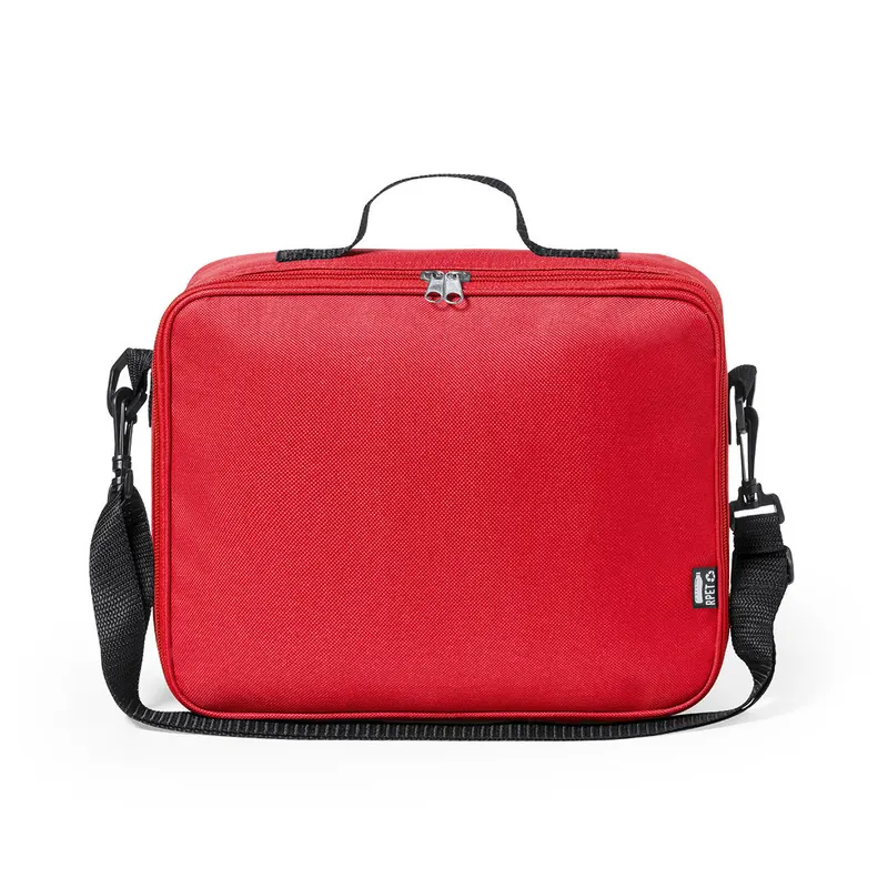 Nevera de RPET Aitanax 600D 4 l con bandolera infantil en rojo de poliéster 600D RPET/ aluminio, vista frontal