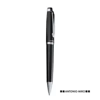 Bolígrafo metálico negro bicolor Dayo con estuche de metal, vista frontal