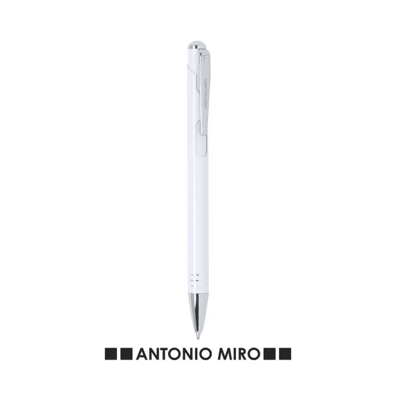 Bolígrafo de aluminio Helmor pulsador con estuche en blanco de aluminio, vista frontal