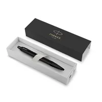 Bolígrafo de acero lacado IM Achromatic negro mate pulsador de acero inox, vista lateral