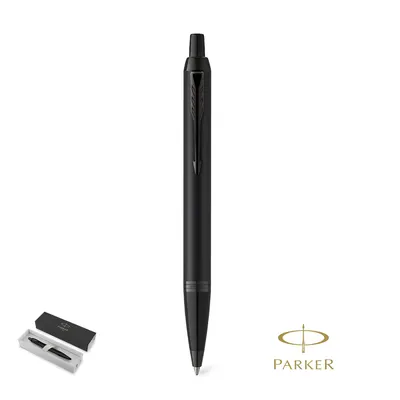Bolígrafo de acero lacado IM Achromatic negro mate pulsador personalizable
