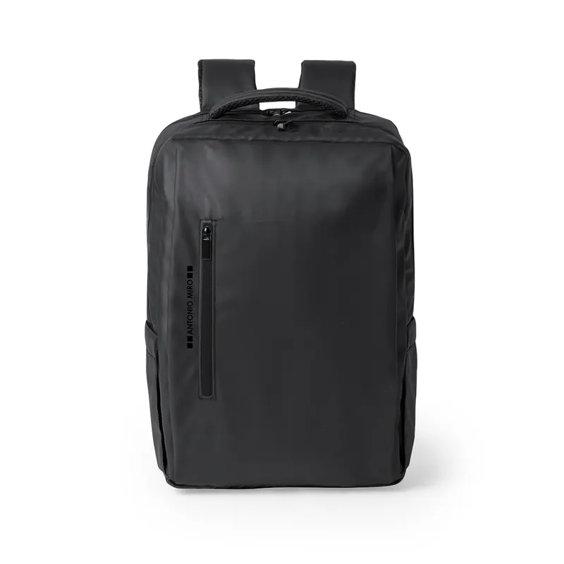 Mochila de polipiel Ladian portátil 15 pulgadas antirrobo en negro de PU, vista frontal