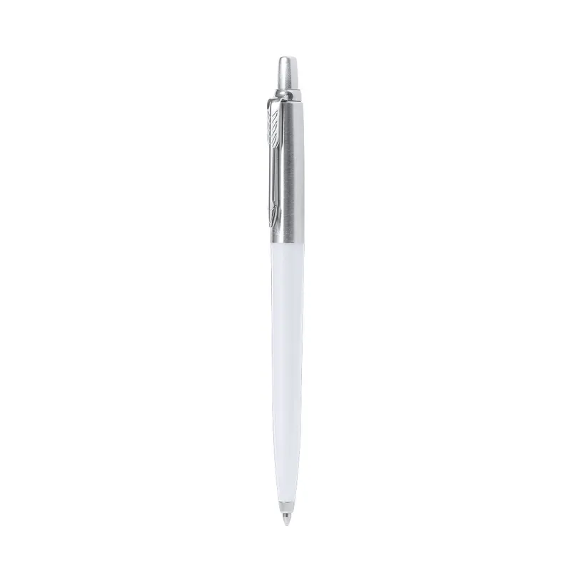 Bolígrafo de acero Jotter Recycled inox y ABS reciclado tinta azul en blanco de acero inox reciclado/ ABS reciclado, vista frontal
