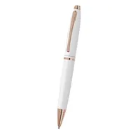 Bolígrafo metálico retráctil blanco y oro rosa Calais White de metal, vista lateral