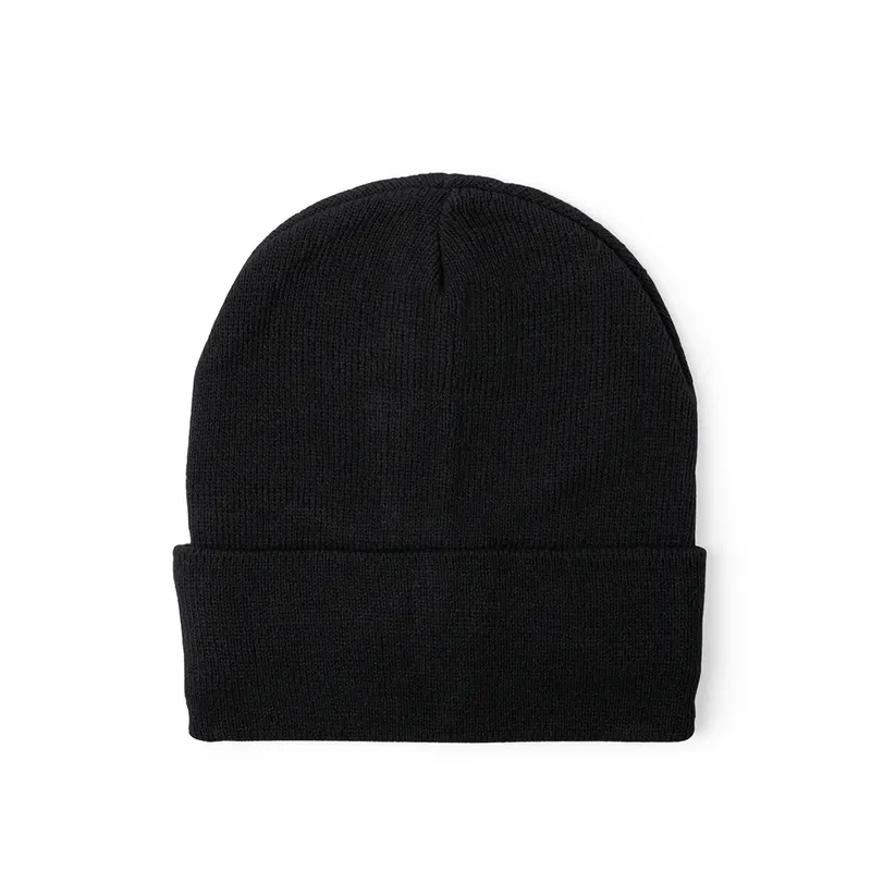 Gorro de punto de acrílico Lana con dobladillo en negro de acrílico, vista frontal