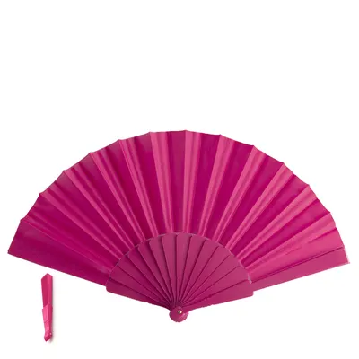 Abanico plegable de tela y varillas de plástico personalizable