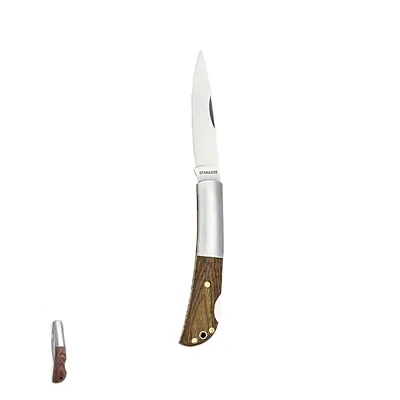 Navaja Woon con empuñadura de madera y acero personalizable