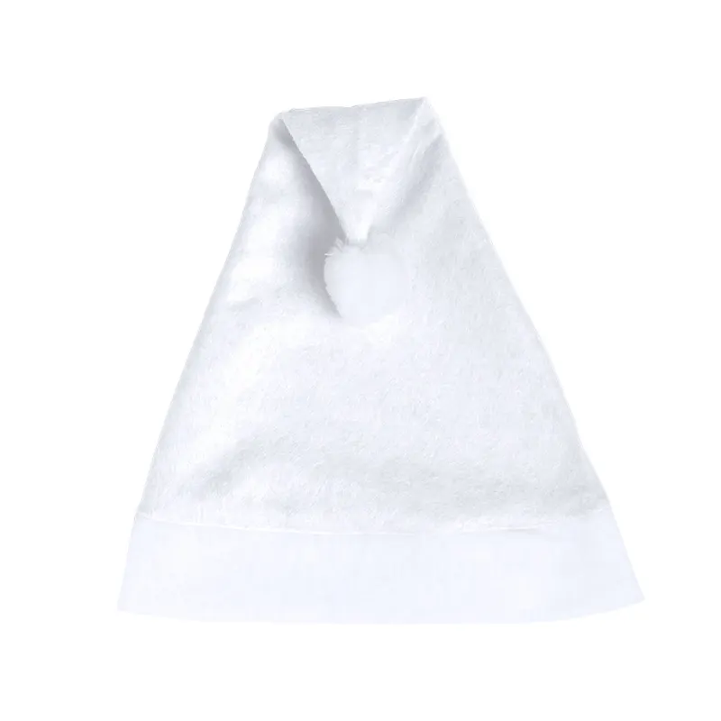 Gorro de Papá Noel de poliéster en blanco de poliéster, vista frontal