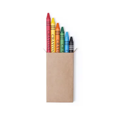 Caja Pichi de 6 ceras de colores de cartón reciclado personalizable